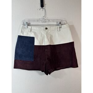 Asos Leather Colorblock Microshort Maroon White Navy Retro Boho Chic